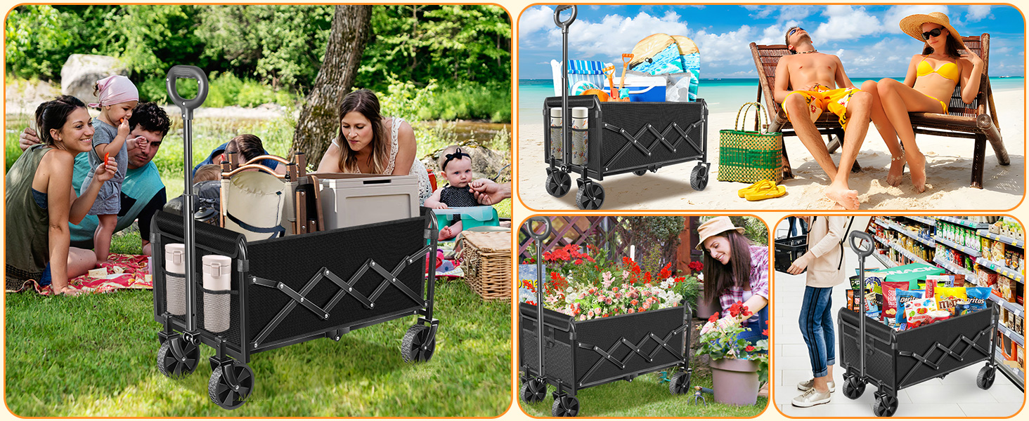 collapsible wagon portable,utility foldable wagon,outdoor wagon,family grocery wagon,apartment wagon