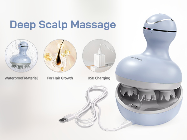 cotsoco Electric Scalp Head Massager with 4 Heads 84 Nodes for Hair Growth and Stress Release