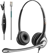 Phone Headset RJ9 with Microphone Noise Cancelling &amp; Volume Controls, Office Telephone Headset Co...
