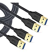 Besgoods USB 3.0 Cable Male to Male, 2-Pack Braided 6ft USB to USB Cable Type A Male Double End U...