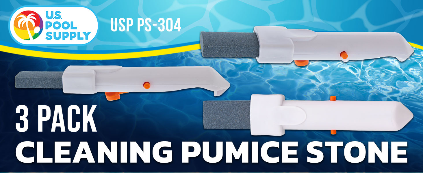 Pumice Stone Pool Cleaner 3-Pack with Handle – Removes Rust, Tile Calcium &amp; Concrete Stains