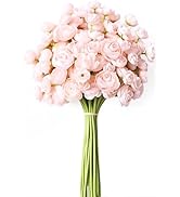 Waipfaru Ranunculus Artificial Flowers, 18Pcs 14In Fake Peonies Artificial Flowers, Pink Faux Flo...