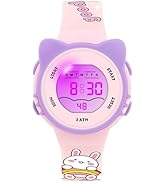 Ayybboo Kids Digital Watches for Girls Boys, 7 Color Lights Waterproof Cute Wristwatches for Kids...