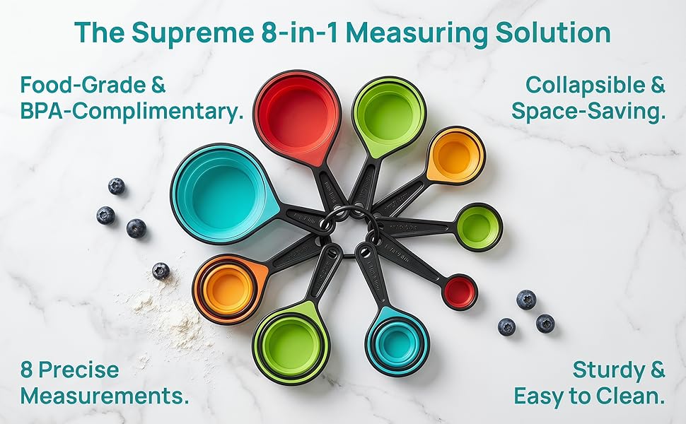 8-in-1 Collapsible Silicone Measuring Cups &amp;amp; Spoons Set
