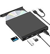 ROOFULL External CD DVD Drive USB 3.0 & USB-C CD & DVD Player Burner Portable CD/DVD +/-RW Disc R...