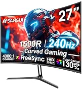 SANSUI 27 Inch Curved 240Hz Gaming Monitor FHD 1080P, 1500R Curve Computer Monitor, 130% sRGB, 40...