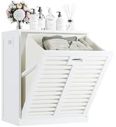 HITNET Tilt Out Laundry Hamper, Bamboo Laundry Basket Cabinet with Removable Fabric Bin