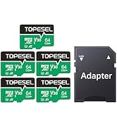 TOPESEL 64GB Micro SD Card 5 Pack, microSDXC UHS-I High Speed TF Card with Adapter, 90MB/s, C10, ...