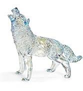 H&amp;D HYALINE &amp; DORA Colorful Crystal Glass Wolf Figurine Handmade Wolf Statue Decor Blown Glass An...