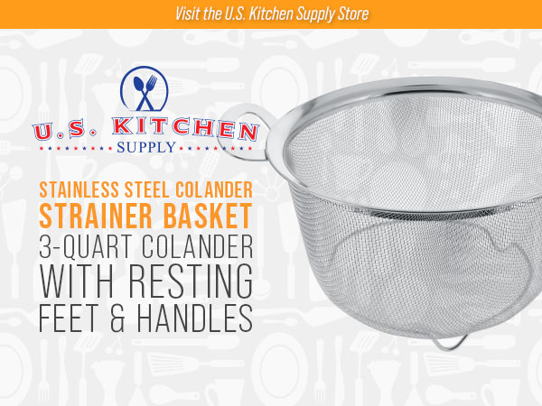 Stainless steel 3-quart colander strainer basket with handles, kitchen sieve, drain bowl