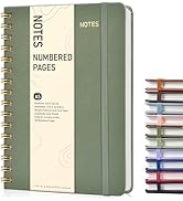 Lined Spiral Journal Notebook, A5 Hardcover Spiral Journals for Women Men, 150 Numbered Pages Spi...