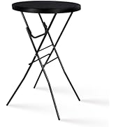 Byliable Cocktail Table 28in High Top Round Folding Indoor Outdoor, Plastic Bar Height Foldable B...