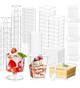 tchrules 280 Packs Dessert Cups with Lids, 5oz Mini Clear Plastic Dessert Cup Parfait Appetizer C...