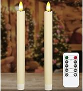 Upgraded Real Wax LED Flameless Taper Candles with Remote, KSWING 2 PCS Ivory Candlesticks Batter...