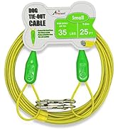 Petest Tie-Out Cable with Crimp Cover for Dogs Up to 35/60/90/125/250 Pounds, 15ft 25ft 30ft Leng...