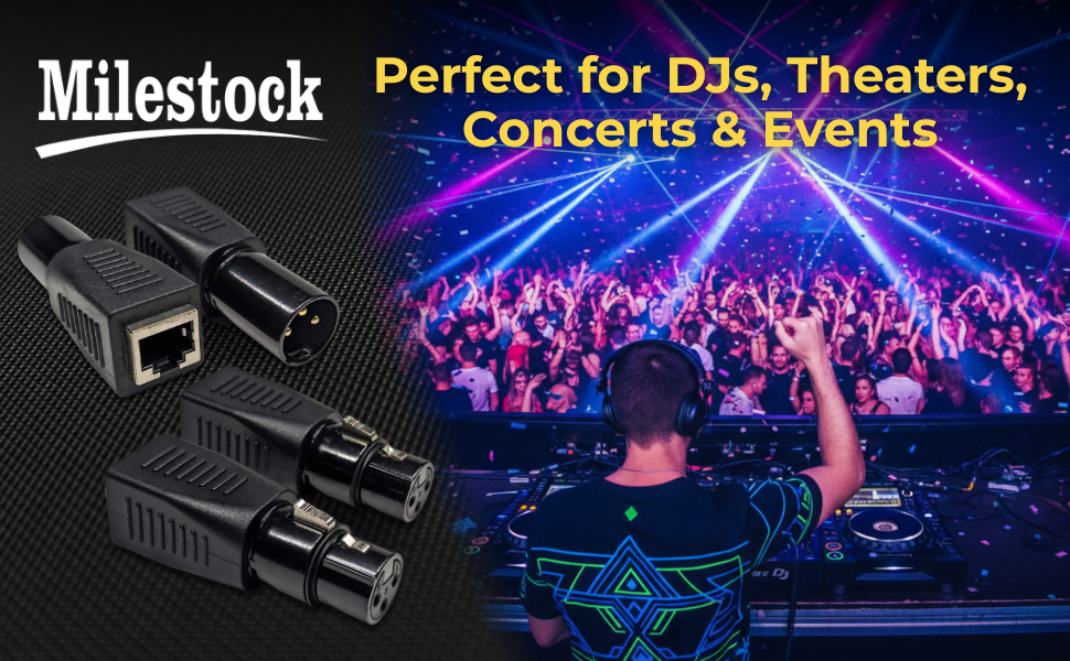 Milestock RJ45 to 3-Pin XLR DMX Connector