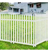 Garpans 72" W x 44" H Outdoor Vinyl Picket Fence, Privacy Fence Panels for Air Conditioner Trash ...