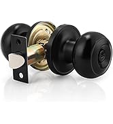Probrico (1 Pack) Round Privacy Door Knob(Thumb Turn Lock on The Inside), Keyless Doorknobs Inter...