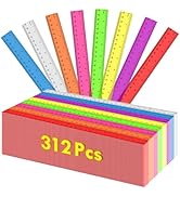 312 Pack Plastic Ruler 12 Inch in Bulk, Plastic Rulers in Assorted Colors, Clear Rulers with Inch...