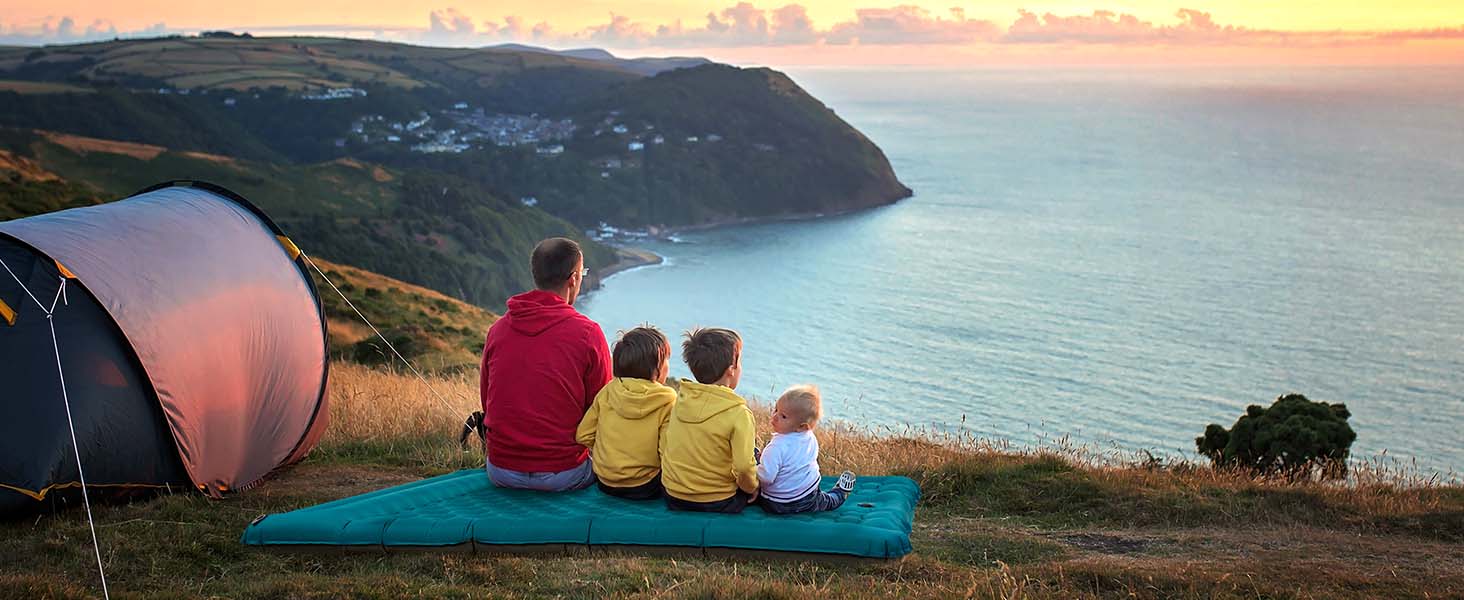 double sleeping pad for camping peacock blue 12cm
