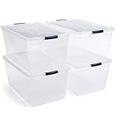 Rubbermaid Cleverstore 95 Quart Clear Stackable Large Plastic Storage Containers with Lids for Of...