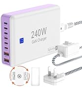 Type C Charger 240W, USB C Charger Block Fast Charging 8 Ports, PD 65W GaN III Laptop Charger Ada...