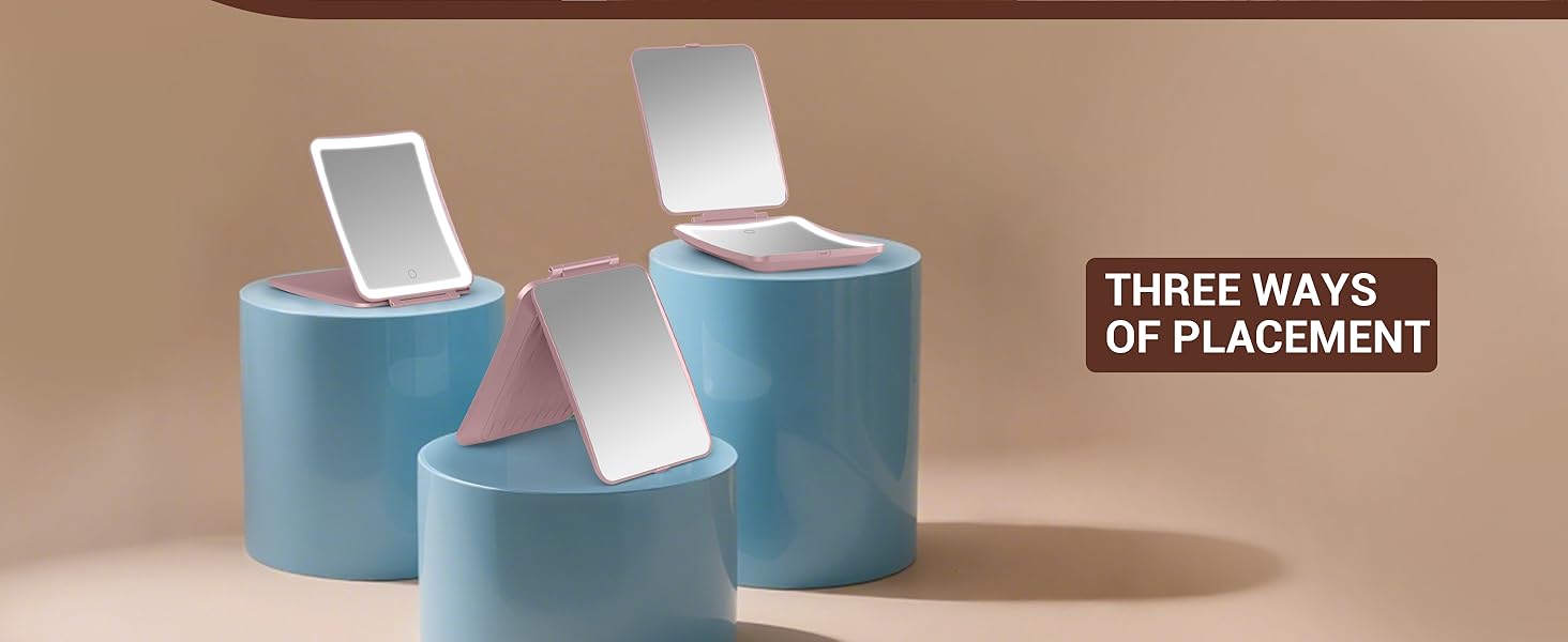 portable mirror with lights