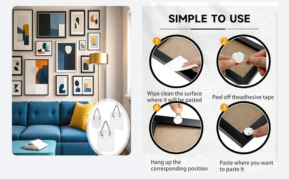 adhesive picture hanging hooks