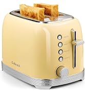 Culinaid Toaster 2 Slice Retro Stainless Steel with 1.5” Extra Wide Slots Bagel, Defrost, Reheat,...