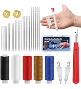 37 PCS Big Eye Steel Sewing Needles Kit, Stainless Steels Needle for Hand Sewing with Thimble, Th...
