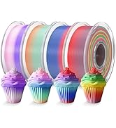 TECBEARS 250G PLA Rainbow Filament, PLA 3D Printer Filament Rainbow, Neatly Wound Rainbow PLA Bun...