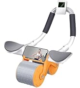Tixahi Ab Roller Wheel with Timer &amp; Knee Mat, Home Workout Auto Rebound Abdominal Wheel with Elbo...