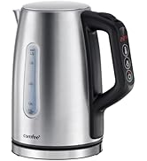 COMFEE' Stainless Steel Electric Kettle, Temperature Control with 6 Presets, 1-Hr Keep Warm, Kett...