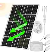 8W Solar Panel for Security Camera, Camera Solar Panel Charger with Micro USB &amp; USB-C &amp; DC Port, ...