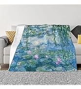 Monet Water Lilies Soft Blanket All Season Fuzzy Throw Warm Lightweight Blanket Flannel Blankets ...