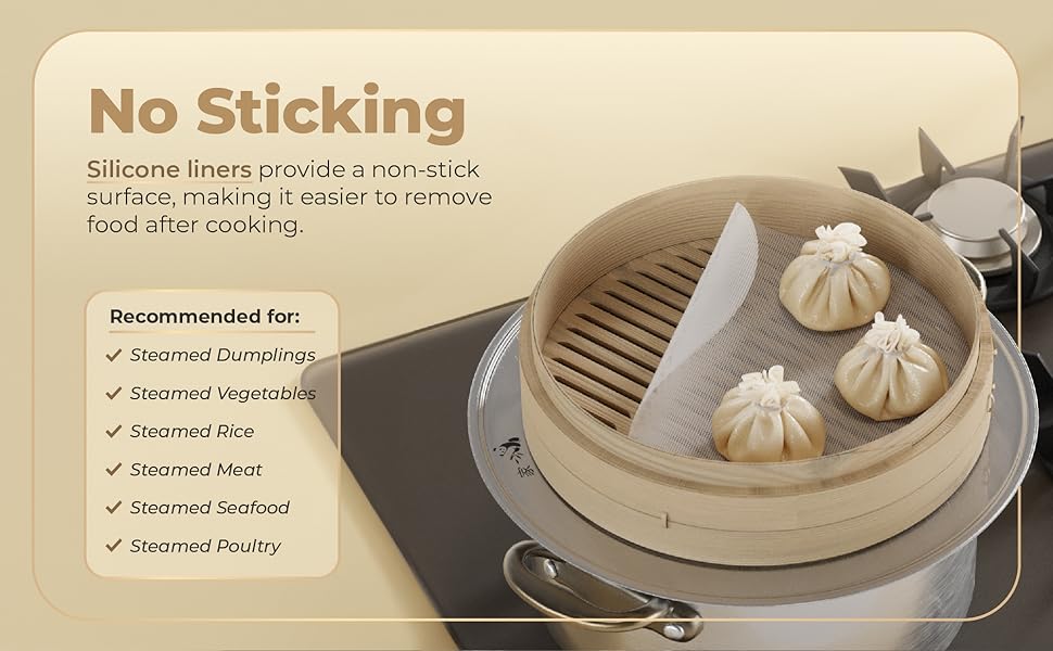 Silicone liners provide a non-stick surface, making it easier to remove food after cooking