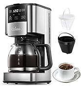 Programmable Coffee Maker, 12 Cups Coffee Pot with Timer and Glass Carafe, Brew Strength Control,...