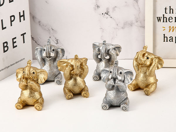 lephant figurines resin elephant decor small elephant statues lucky elephant set