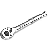 DURATECH 1/4-Inch Drive Ratchet, 90-Tooth Quick-release Ratchet Wrench, Reversible, Chrome Alloy ...