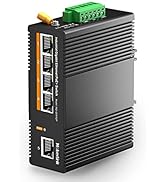 MokerLink 5 Port PoE Gigabit Industrial DIN-Rail Ethernet Switch, 60W PoE+ Power, 14Gbps Switchin...