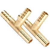 2pcs Barbed Tee Shaped Hose T Fitting 3 Way Union Connector Adaptor Union Intersection for Air Wa...