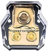 TOPSTRONGGEAR 0/2/4 Gauge in 4/8 Gauge Out 2 Way Amp Copper Power Distribution Block for Car Audi...