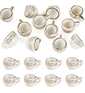 Magibeads 12Pcs Miniature Ceramic Tea Cup for Dollhouse 16x12mm Porcelain Mini Coffee Cup Charms ...