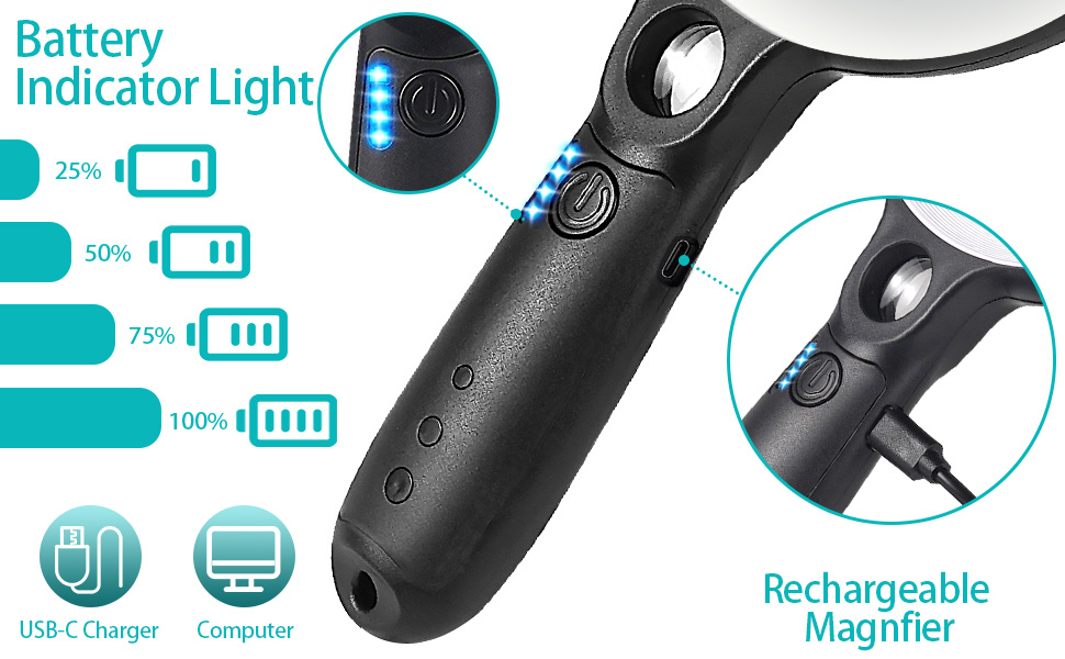 rechargeable magnifying glass with light
