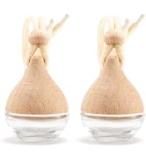 Refillable Car Air Freshener Hanging Diffuser, Empty Glass Bottle with Reed Sticks for Essential ...