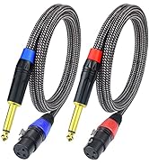 Ihurllu Unbalanced 1/4" TS Mono to XLR Female Microphone Cable, 6.6Feet 6.35mm Quarter inch to XL...