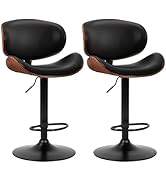 DUMOS Swivel Bar Stools Set of 2, Adjustable Counter Height BarStools, PU Leather Upholstery Chai...