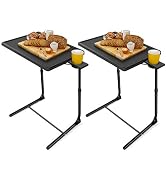 LORYERGO TV Tray Table - [2 Packs] Adjustable TV Dinner Tray Tables with 6 Height &amp; 3 Tilt Angle,...