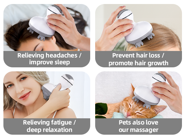 cotsoco Electric Scalp Head Massager with 4 Heads 84 Nodes for Hair Growth and Stress Release