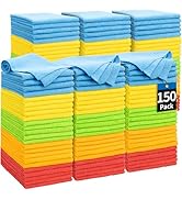 HOMERHYME Microfiber Cleaning Cloth, 150 Pack Cleaning Rags Microfiber Towel Bulk Absorbent Lint-...